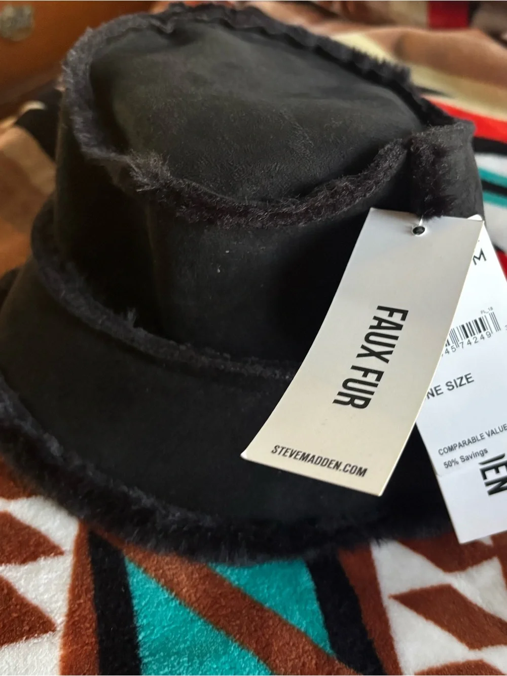 Hat with Faux Fur Tag